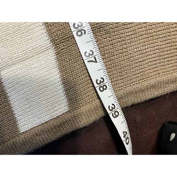 Brochu Walker Open Front Sweater Womens One Size Knit Brown Cream Luxury - Picture 15 of 15